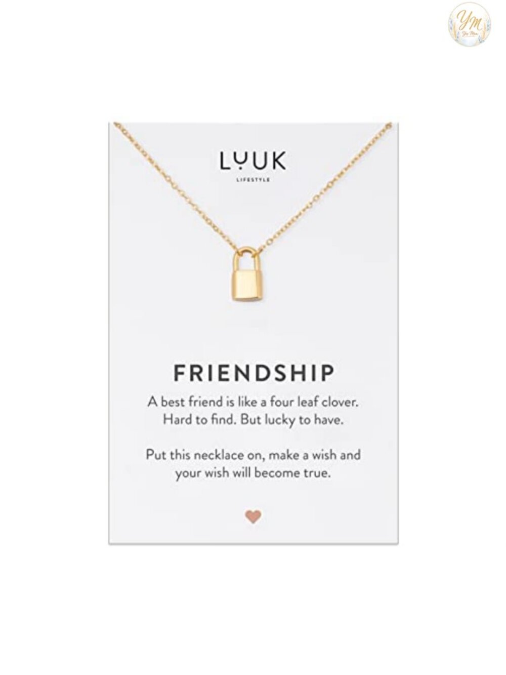 Stainless Steel Pendant Necklace with Charm, Adjustable 20" Chain, Friendship